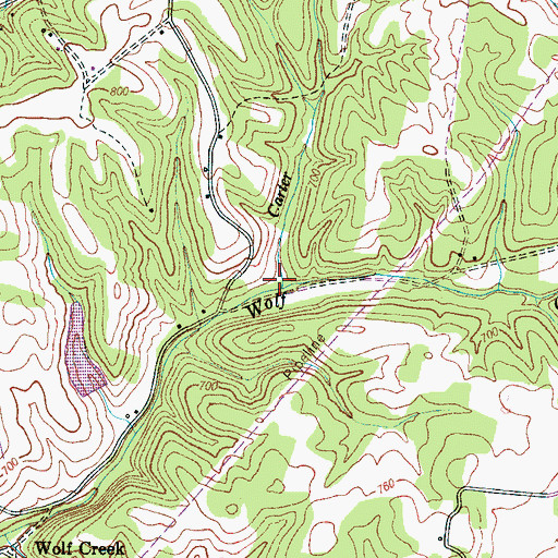 Topographic Map of Carter Branch, TN