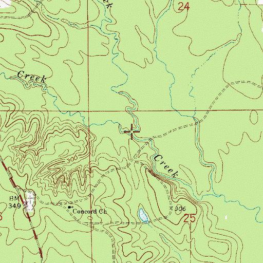 Topographic Map of Tigett Mill Creek, AL
