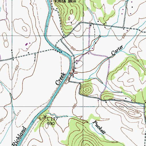 Topographic Map of Carter Branch, TN