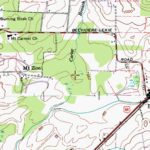 Topographic Map of Carter Branch, TN