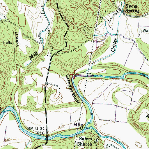 Topographic Map of Carter Branch, TN
