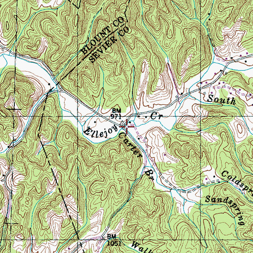 Topographic Map of Carter Branch, TN