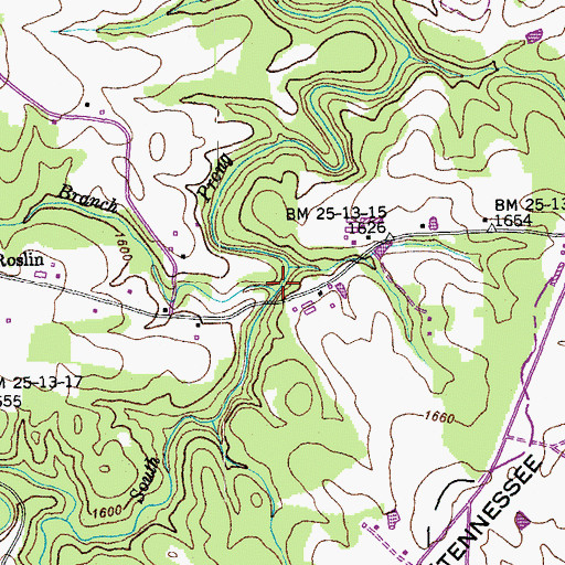 Topographic Map of Carter Branch, TN