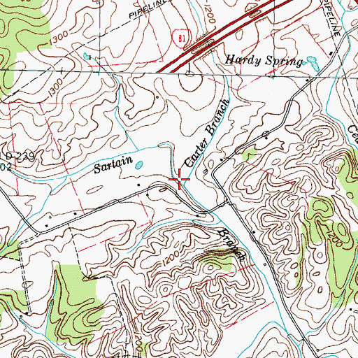 Topographic Map of Carter Branch, TN