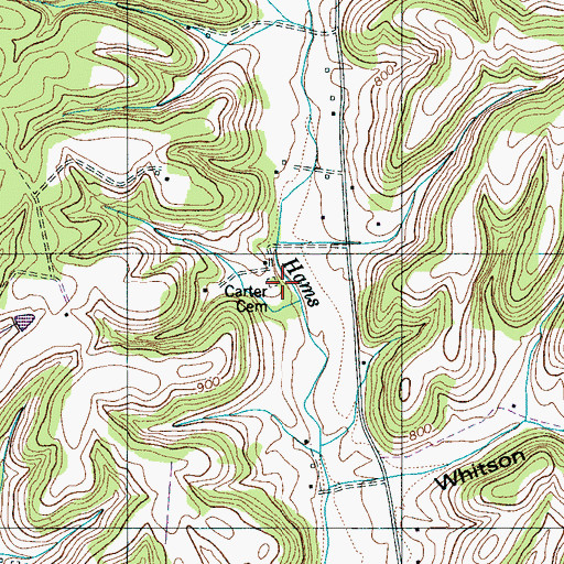 Topographic Map of Carter Cemetery, TN