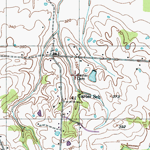 Topographic Map of Carter Cemetery, TN