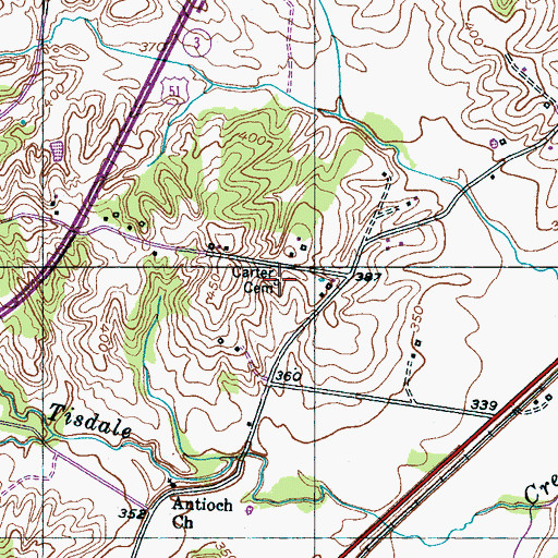 Topographic Map of Carter Cemetery, TN