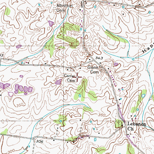 Topographic Map of Carter Cemetery, TN