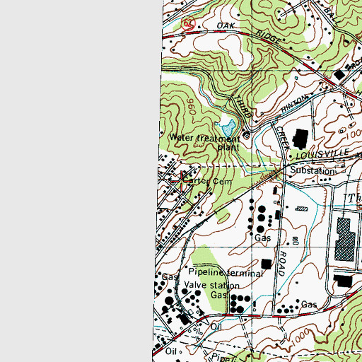 Topographic Map of Carter Cemetery, TN