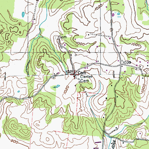 Topographic Map of Carter Cemetery, TN