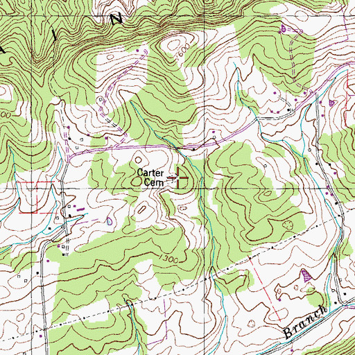 Topographic Map of Carter Cemetery, TN