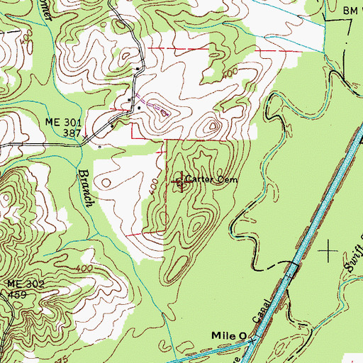 Topographic Map of Carter Cemetery, TN