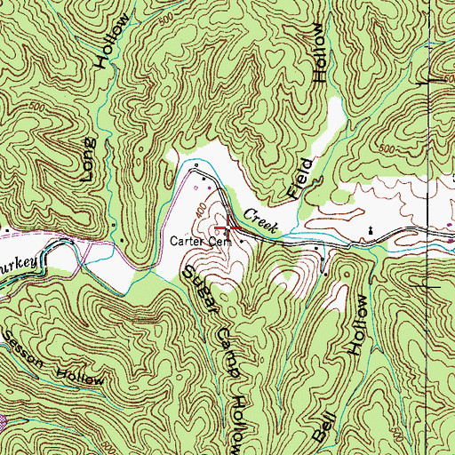 Topographic Map of Carter Cemetery, TN