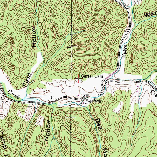 Topographic Map of Carter Cemetery, TN