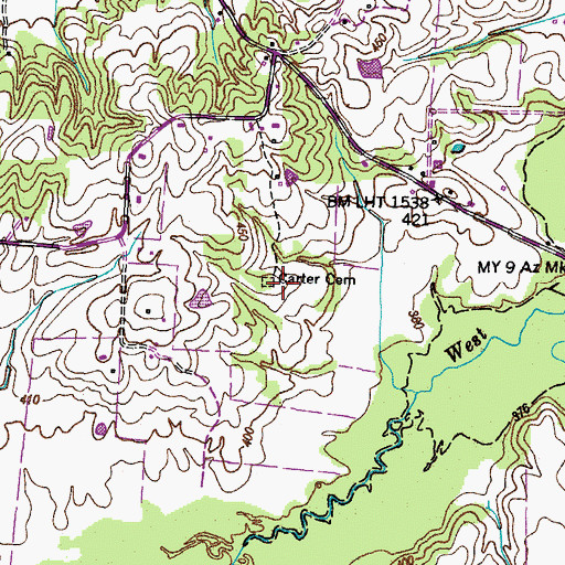 Topographic Map of Carter Cemetery, TN