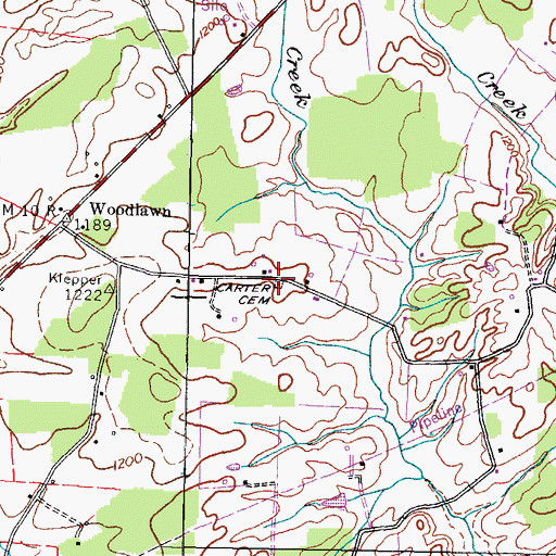 Topographic Map of Carter Cemetery, TN