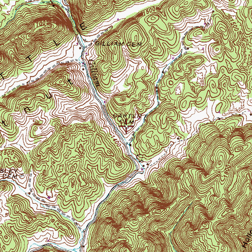 Topographic Map of Carter Cemetery, TN