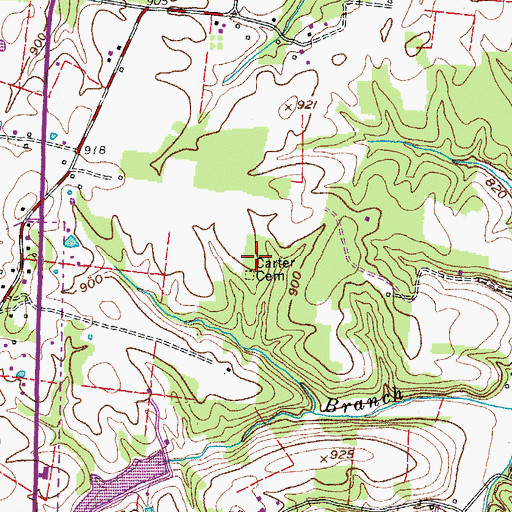 Topographic Map of Carter Cemetery, TN