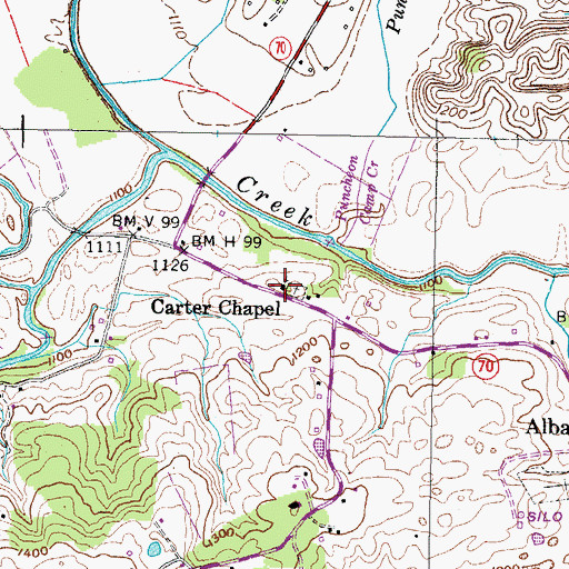 Topographic Map of Carter Chapel, TN