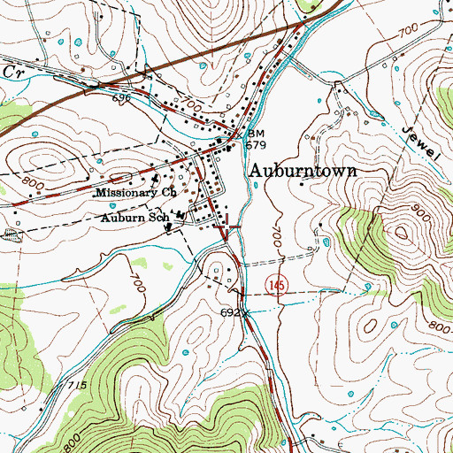 Topographic Map of Carter Creek, TN