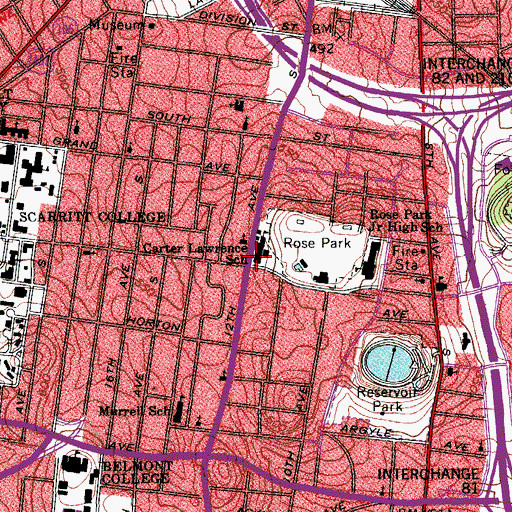 Topographic Map of Carter Lawrence School, TN