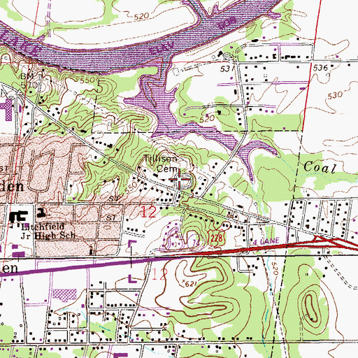 Topographic Map of Tillison Cemetery, AL