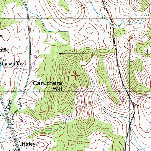 Topographic Map of Caruthers Hill, TN