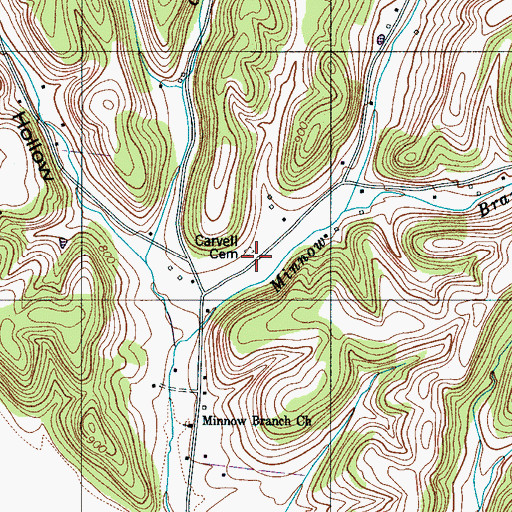 Topographic Map of Carvell Cemetery, TN