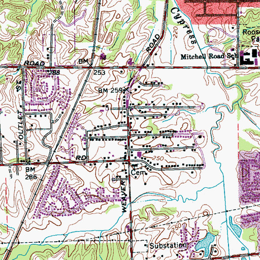 Topographic Map of Carver School, TN