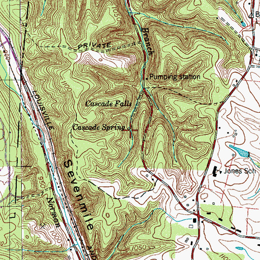 Topographic Map of Cascade Spring, TN