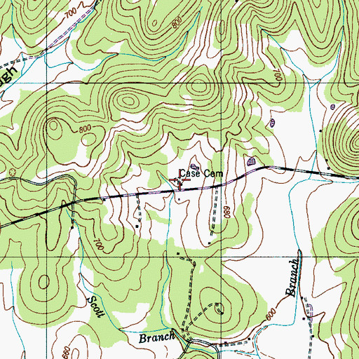 Topographic Map of Case Cemetery, TN