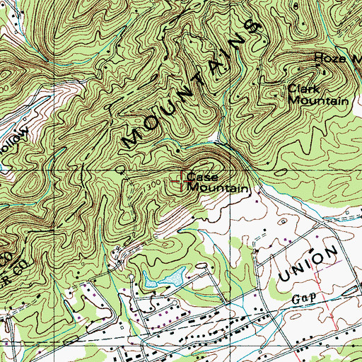 Topographic Map of Case Mountain, TN