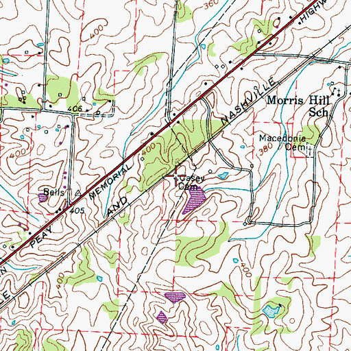 Topographic Map of Casey Cemetery, TN
