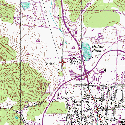 Topographic Map of Cash Cemetery, TN