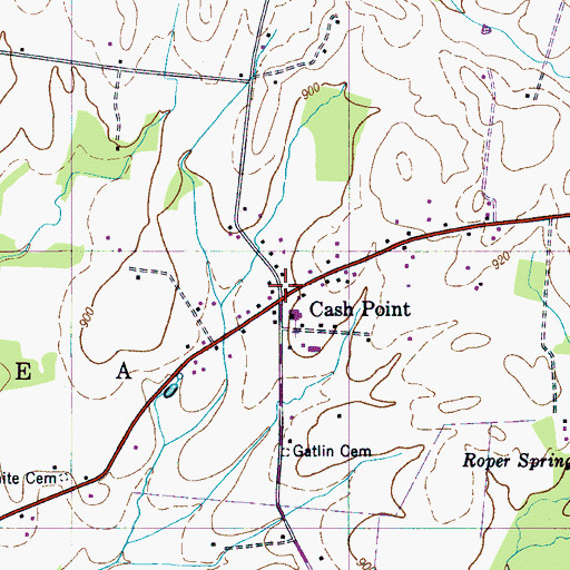 Topographic Map of Cash Point, TN