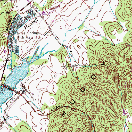 Topographic Map of Cash-Foust Cemetery, TN