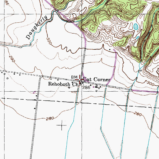 Topographic Map of Cat Corner, TN