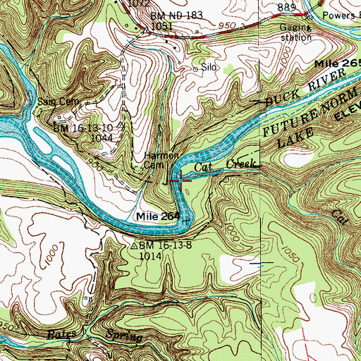 Topographic Map of Cat Creek, TN