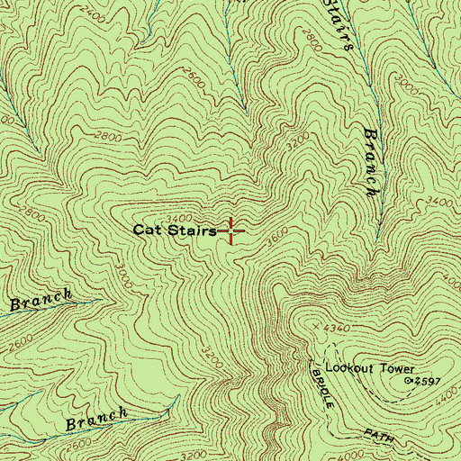 Topographic Map of Cat Stairs, TN