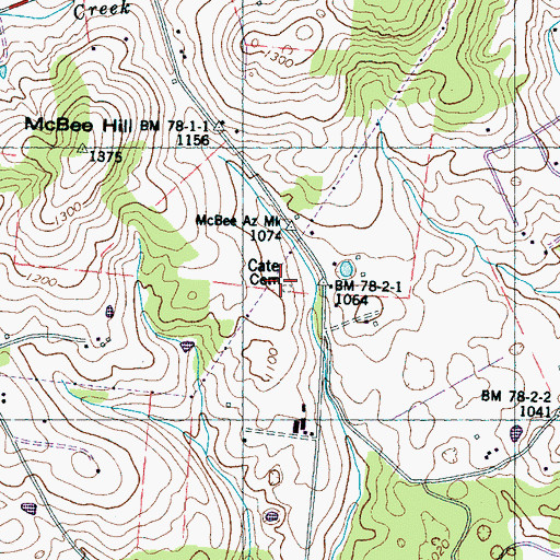 Topographic Map of Cate Cemetery, TN