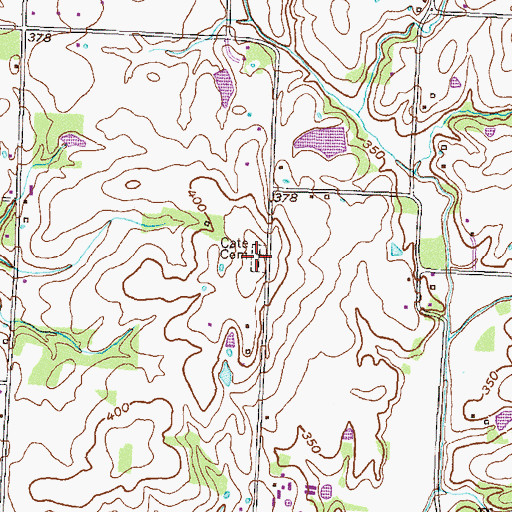 Topographic Map of Cate Cemetery, TN