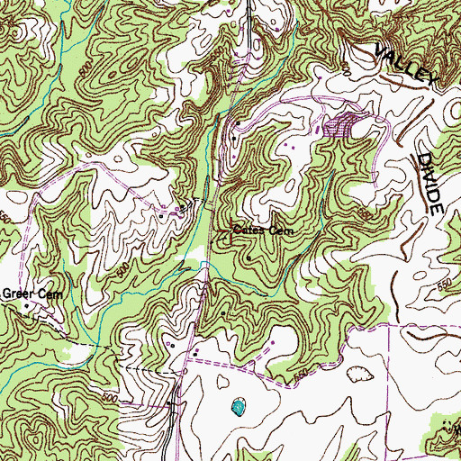 Topographic Map of Cates Cemetery, TN