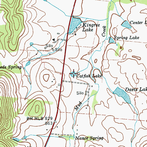 Topographic Map of Catfish Lake, TN