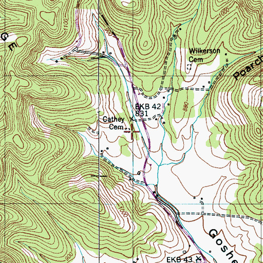 Topographic Map of Cathey Cemetery, TN
