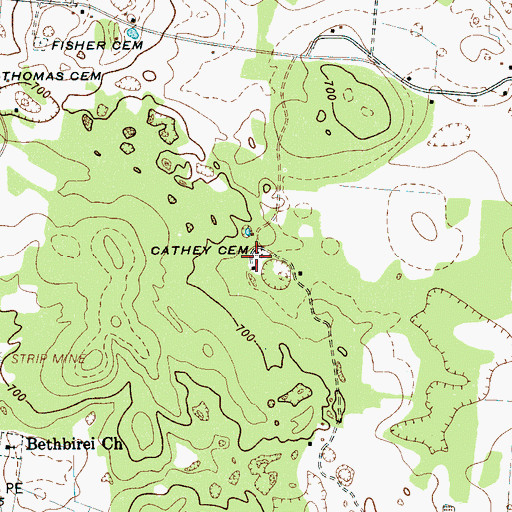 Topographic Map of Cathey Cemetery, TN