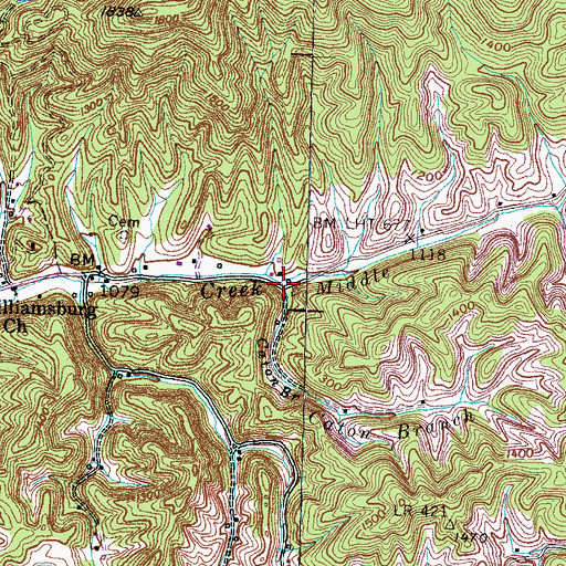 Topographic Map of Caton Branch, TN