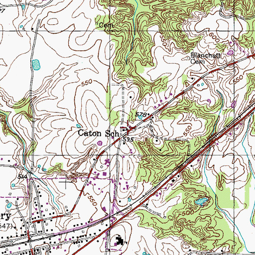 Topographic Map of Caton School, TN