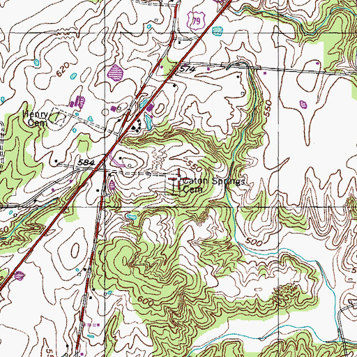 Topographic Map of Caton Springs Cemetery, TN