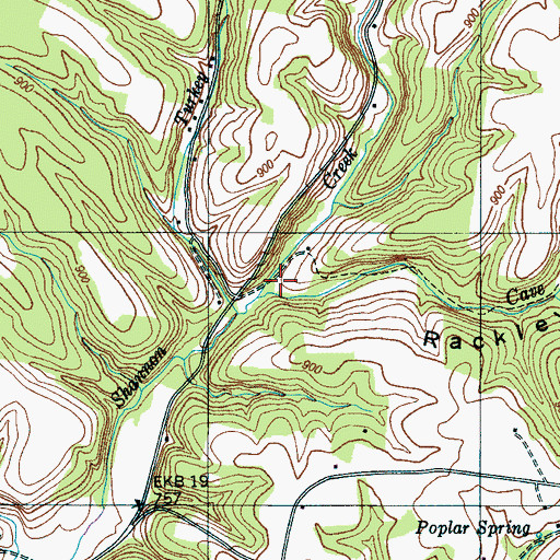 Topographic Map of Cave Branch, TN