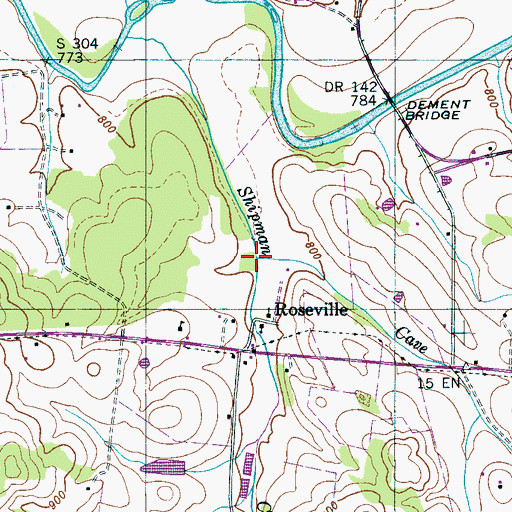 Topographic Map of Cave Branch, TN